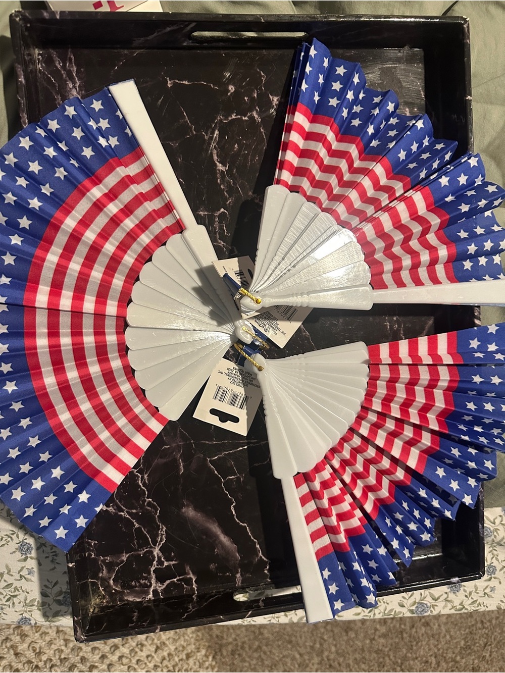 Patriotic Folding Hand Fans - Red, White & Blue